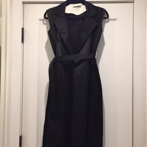 Jil Sander Black belted mid length dress